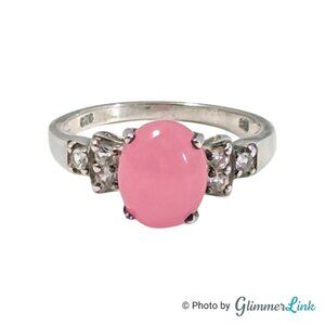 Pink & Clear Gemstones STS 925 Sterling Silver Ring Size 8